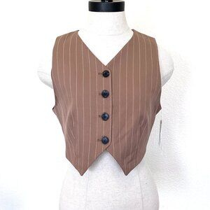 NWT Commense Vest - Mens Style - Crop -Pinstripe Button Down Vest - Size Large